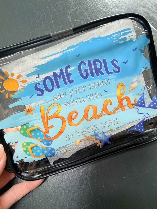 Beach Clear Makeup, Toiletry or Jewelry Bags