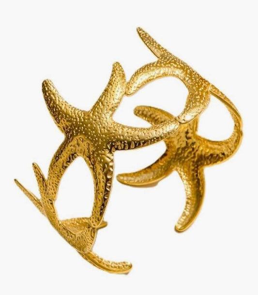 Gold Stainless Steel Starfish Cuff