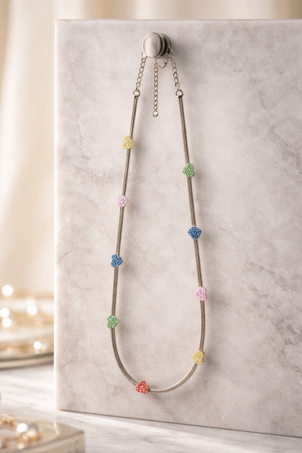 Multi-Colored Heart Pavoi Necklace