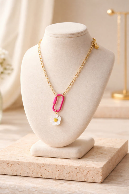 Flower Carabeaner Link Necklace