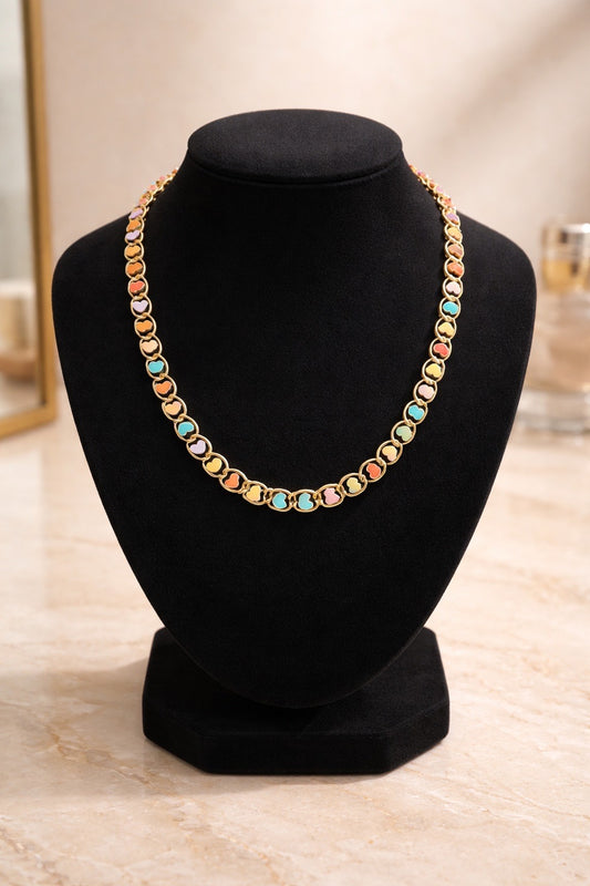 Gold Multi-color heart Necklace