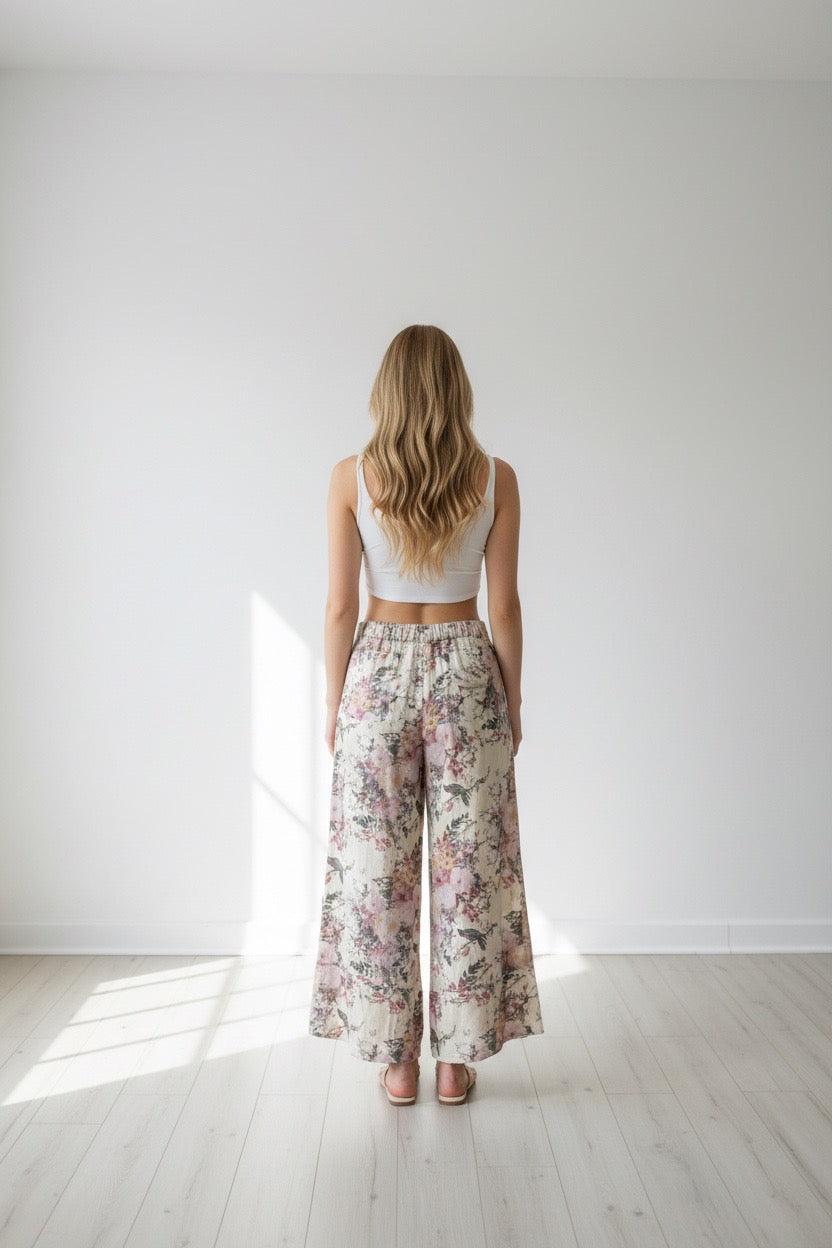 Davi & Dani Floral Wide Leg Pants