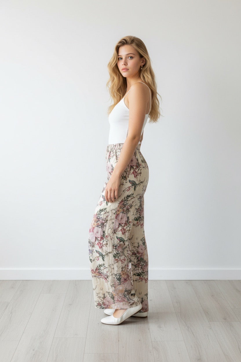 Davi & Dani Floral Wide Leg Pants