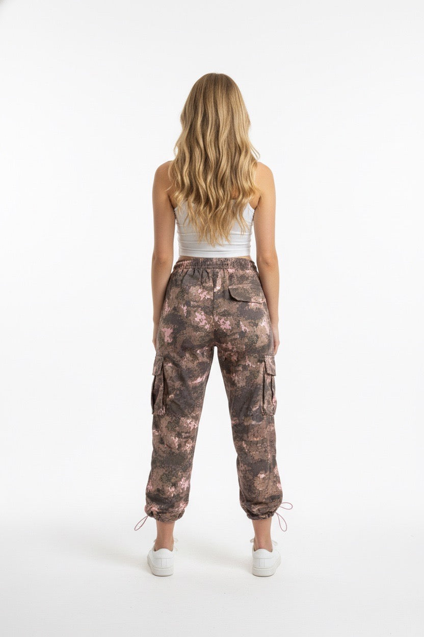 Davi & Dani Watercolor Camo Barrel Jogger Pants
