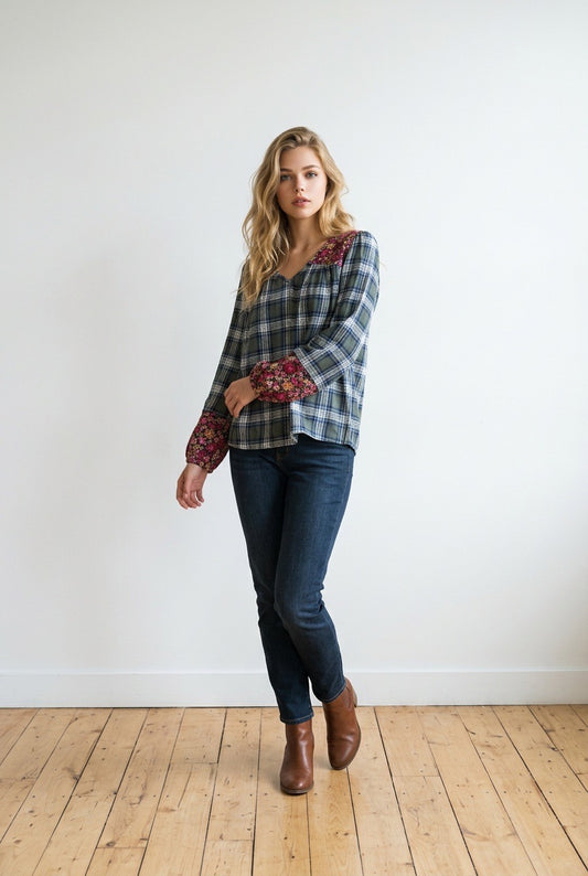 Savanna Jane Plaid and embroidered top