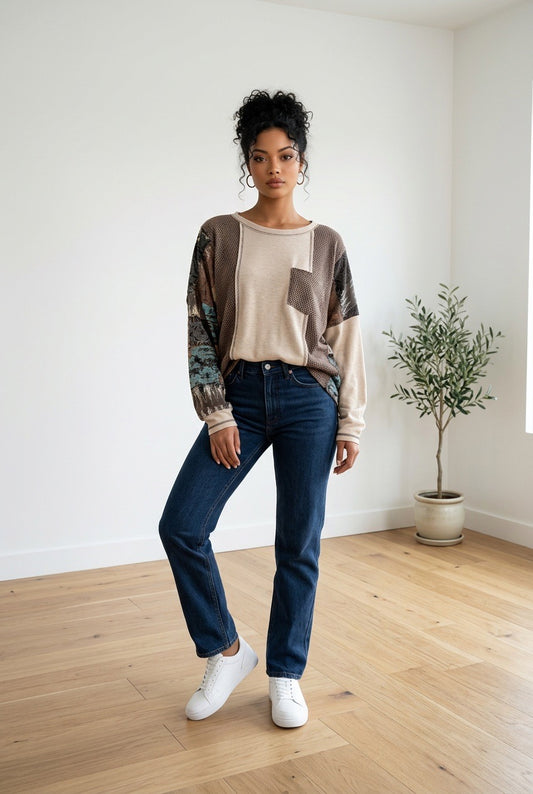 Vocal Multi-Color Patched Top