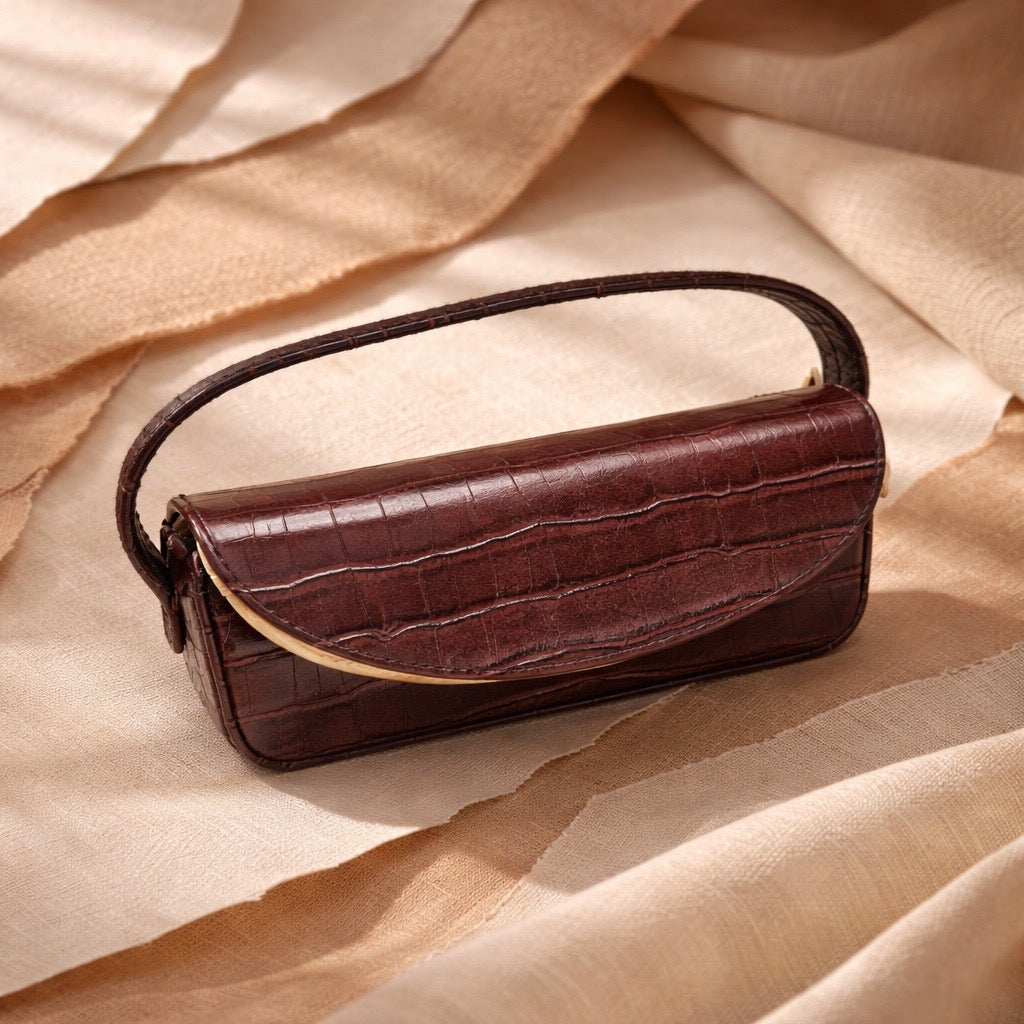 Vintage crocodile patterned box purse