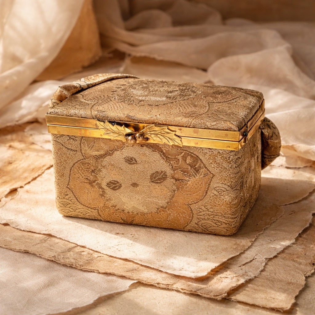 Vintage cream and floral box purse