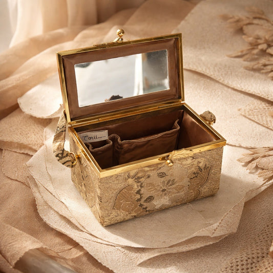 Vintage cream and floral box purse