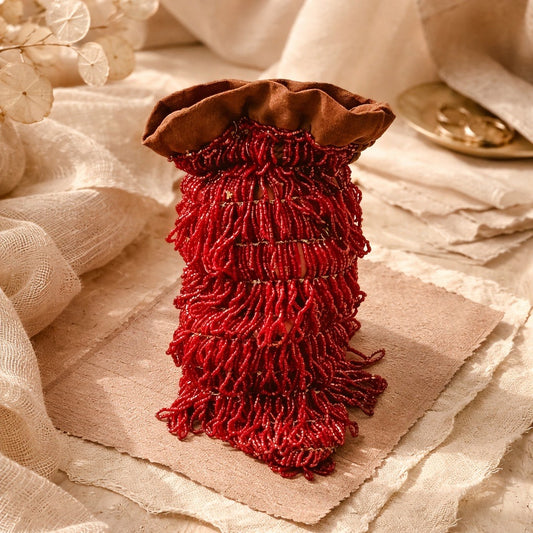 Vintage glass red beaded purse