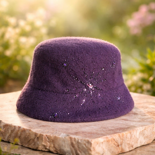 Vintage reproduction plum sparkle hat