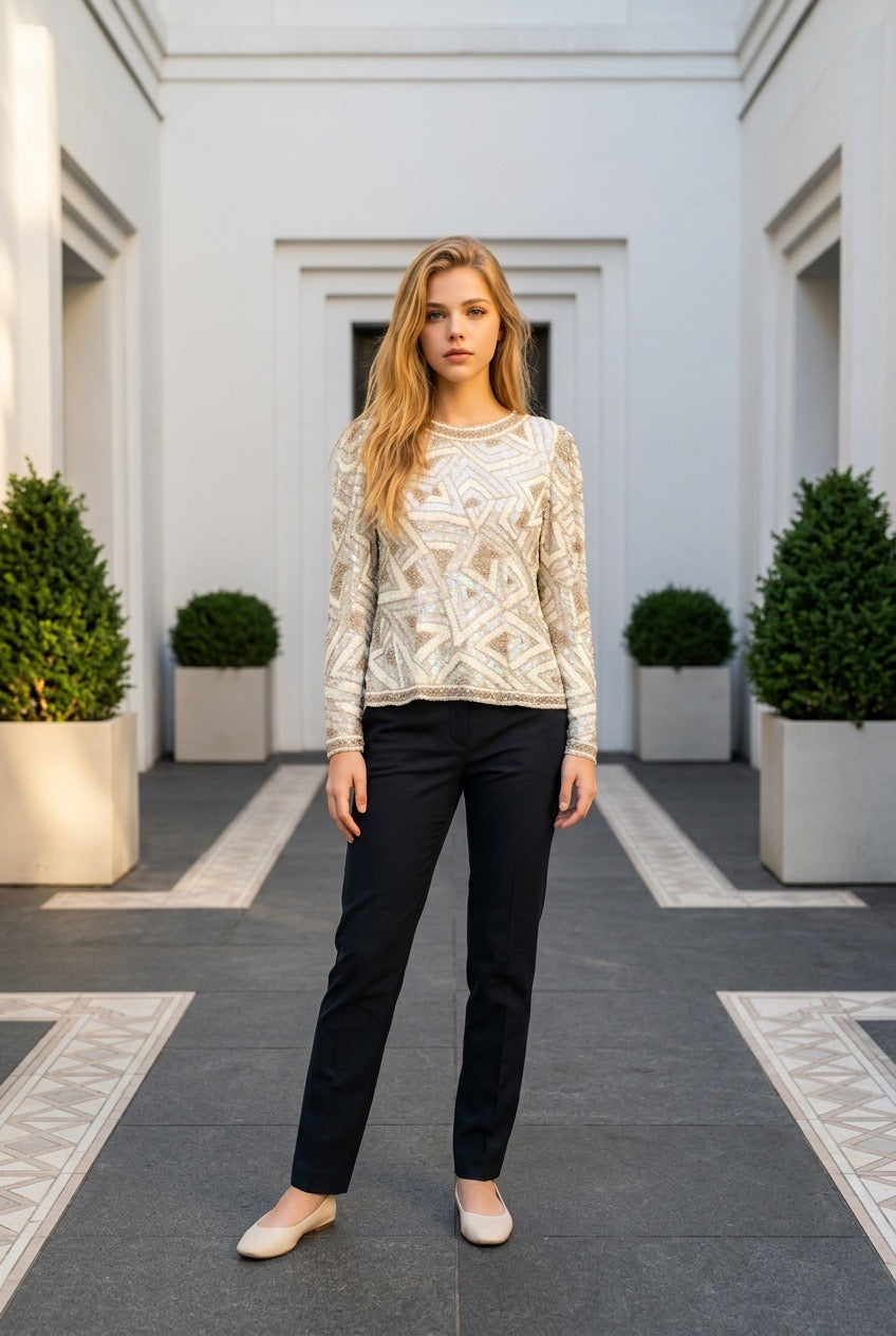 *New* Vintage Evening sequined and gem top