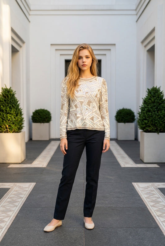 *New* Vintage Evening sequined and gem top