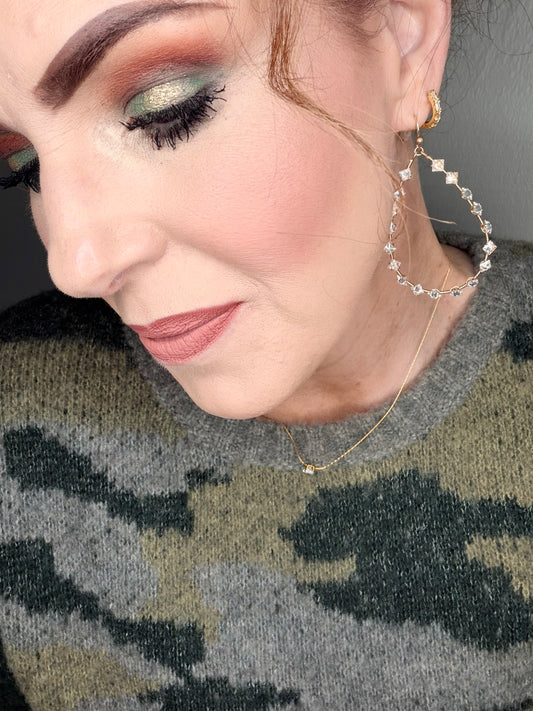 Wire Wrapped Zircon Crystal Teardrop Earrings - 7283