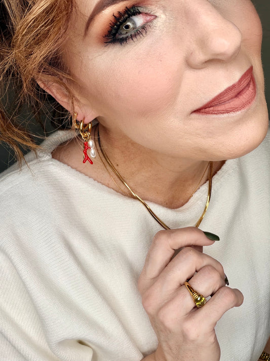 Rocaille 18K Gold Non-Tarnish Fish Pearl Earring