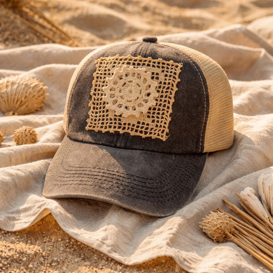 Vintage Quilted Beach Baseball Hat