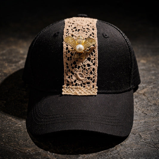 Vintage Bee Black Baseball Hat