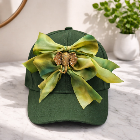 Vintage Elephant Green Baseball Hat