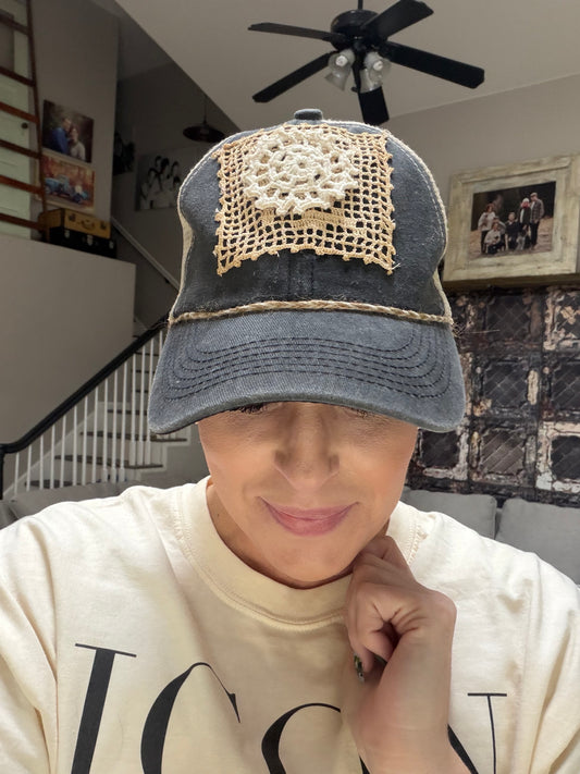 Vintage Quilted Beach Baseball Hat