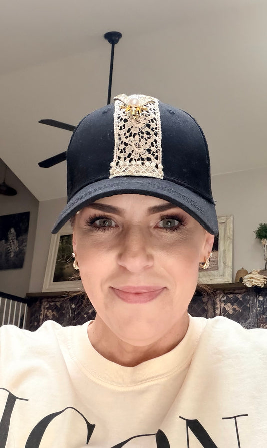 Vintage Bee Black Baseball Hat