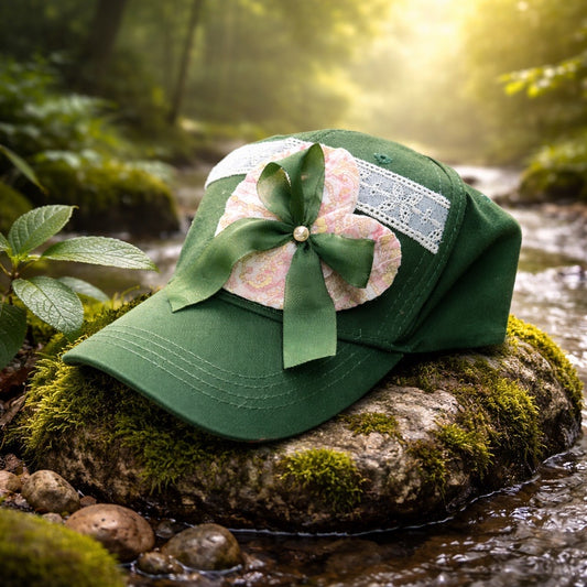 Green Vintage Quilt Baseball Hat