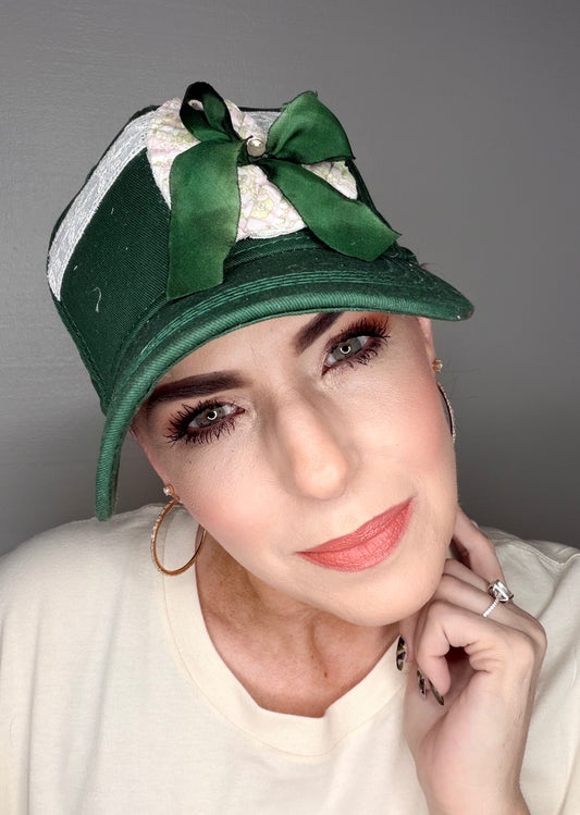 Green Vintage Quilt Baseball Hat