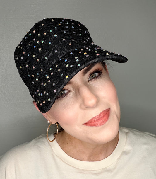 Jeweled Black Baseball Hat