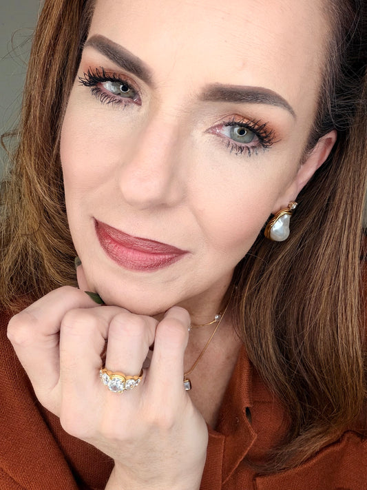 Irid 18K Gold Non-Tarnish Multi CZ Statement Ring