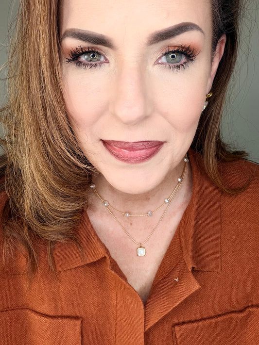 Berenice 18K Gold Non-Tarnish Square Shell Necklace