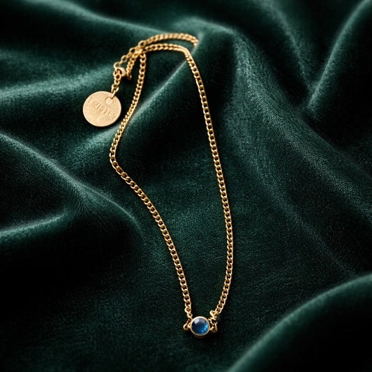 Twisted Silver Gold Blue Gem Necklace