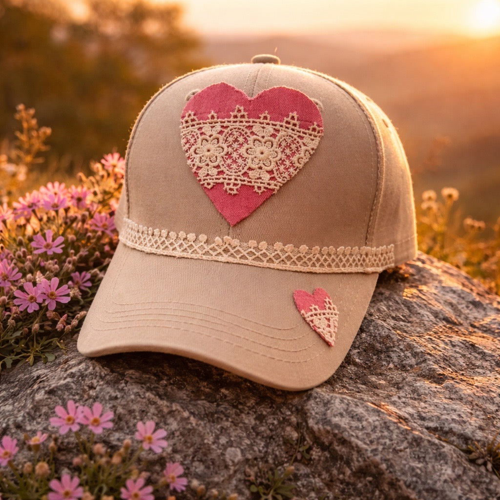 Pink Heart Baseball Hat