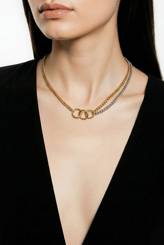 Twisted Silver Two-Toned Necklace