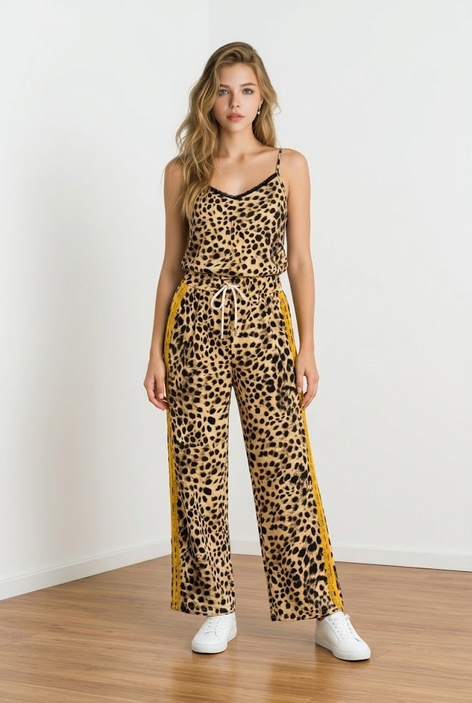 Davi & Dani Leopard Yellow Stripe Pant