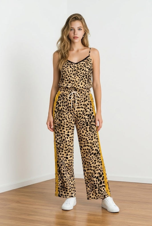 Davi & Dani Leopard Yellow Stripe Pant