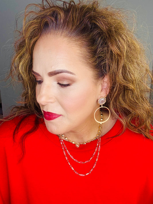 Twice the Sparkle – Double Layer Baguette Crystal Necklace in Gold Tone