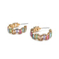 Baguette Resin Stone Beads Linked C Shape Hoop Earrings - Charmed Paisley