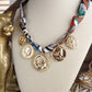 Desert Treasures – Multi Coin Necklace with Brown Scarf Tie