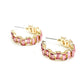 Baguette Resin Stone Beads Linked C Shape Hoop Earrings - Charmed Paisley