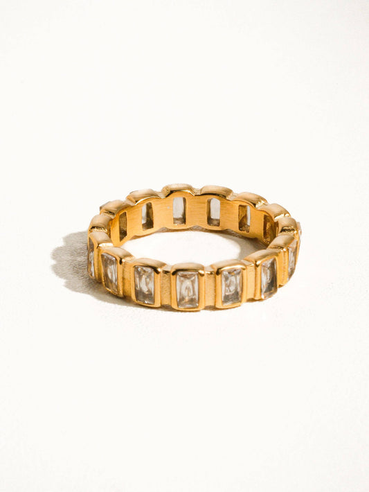 Stainless Steel Gold Baguette Band Ring