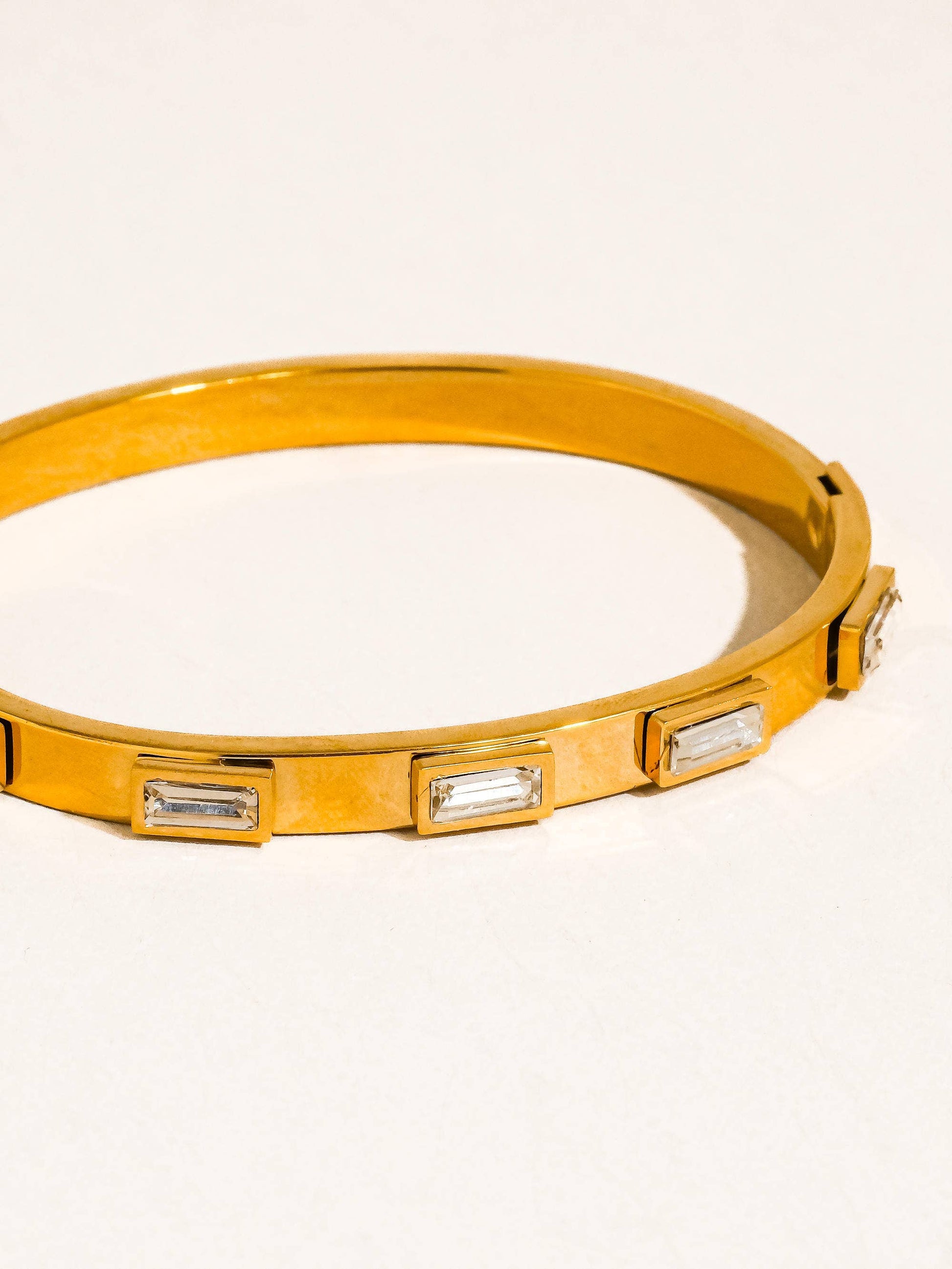 Tanith 18K Gold Non-Tarnish Baguette CZ Bangle Bracelet