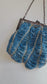 Vintage denim blue glass beaded purse