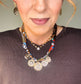 Desert Treasures – Multi Coin Necklace with Brown Scarf Tie